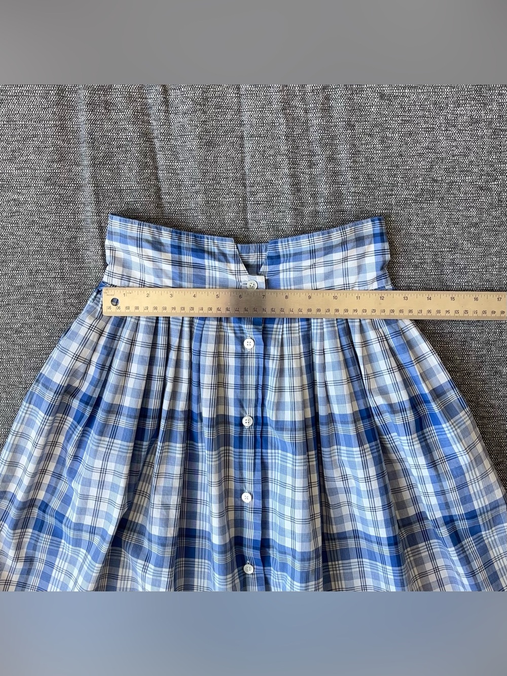 Vintage 80s Ralph Lauren Plaid Skirt Size 6 Button Front Cotton Blue Label - Picture 9 of 10